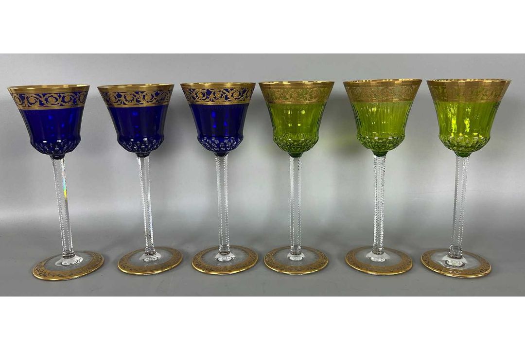Wohl Saint Louis Thistle Gold, 6 farbige Römer Gläser, Weingläser - Bild 1 aus 8