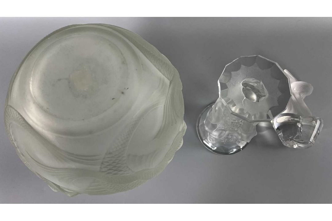 Glas Konvolut, zwei Vasen Art-Déco-Stil, evtl. Verlys und Paperweight Fisch wohl Sèvres - Bild 4 aus 7