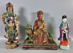 Asiatika Konvolut 3 Figuren, darunter Keramik, 19./20. Jhdt. evtl. 1x Qing-Dynastie