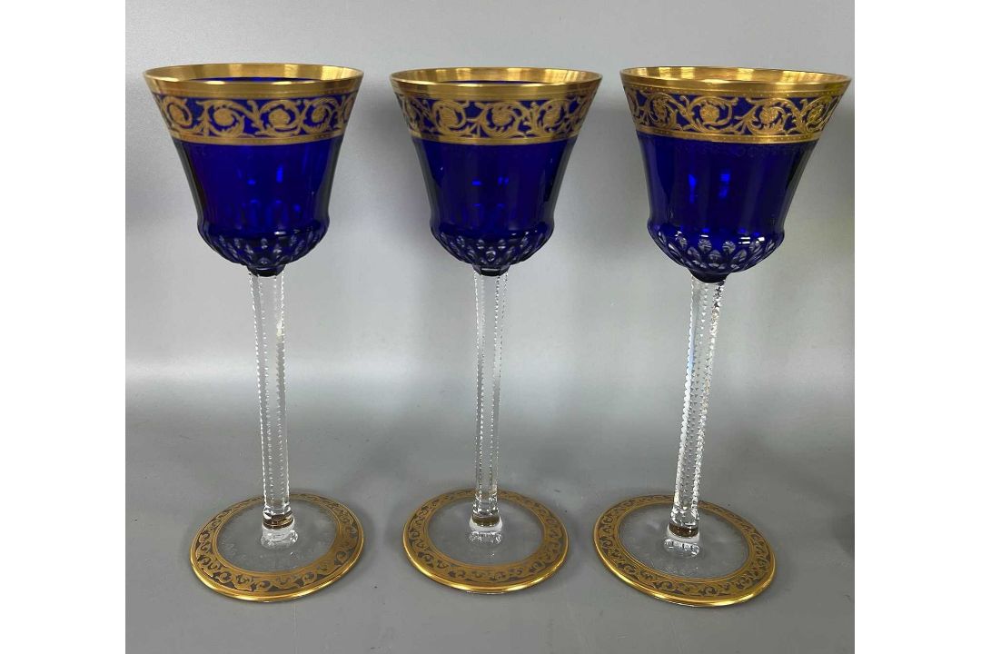 Wohl Saint Louis Thistle Gold, 6 farbige Römer Gläser, Weingläser - Bild 3 aus 8