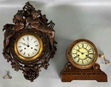 Wanduhr Japy Frères mit Figuren im Napoleon III Stil und Tischuhr H.A.C. 19./20. Jhdt.