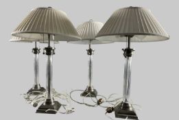 Vier Stück Tischlampen Set mit Lampenschirmen, vintage