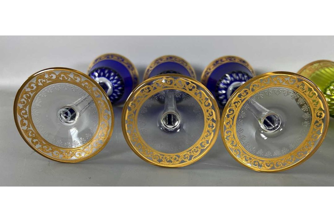 Wohl Saint Louis Thistle Gold, 6 farbige Römer Gläser, Weingläser - Bild 6 aus 8