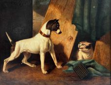 De Dreux, Alfred (1810-1860) nach, Ölgemälde Hund und Katze, 19. Jahrhundert