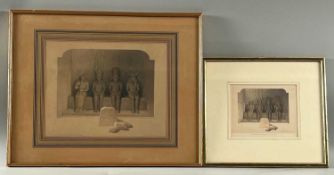Roberts, David (1796-1864) nach, zwei Lithografien Sanctuary of the Temple of Aboo-Simbel, Nubia
