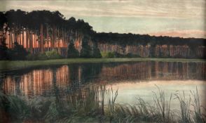 Vorgang, Paul (1860-1927) nach, älterer Druck, Abendstimmung am Schlachtensee Berlin