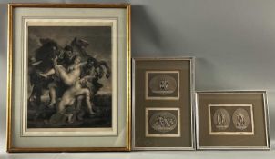 Historische Druckgrafiken Konvolut, darunter nach Rubens Raub der Töchter und nach Wicar