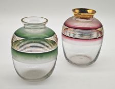 Zwei Glas Vasen im Art Deco Stil