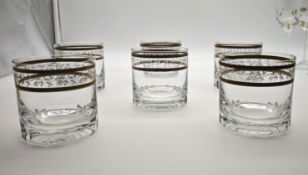 6 französische Whiskey Gläser mit Goldrand