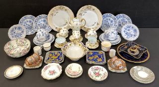 Ceramics - four Japanese Kutani fluted coffee cups and saucers, Foley China coffee set for five,