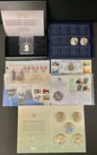 Stamps / Coins : Selection of coin covers & coins inc 2021 I.O.M 50p silver proof, QEII Jubilee 24ct