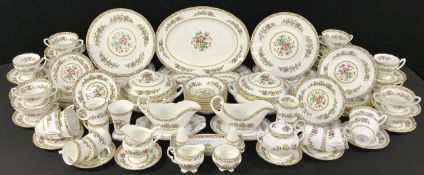 A Coalport Ming Rose pattern dinner and tea service for eight, comprising serving platters,