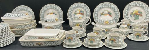 A Villeroy and Boch Basket pattern table service for eight, comprising dinner plates, side plates,