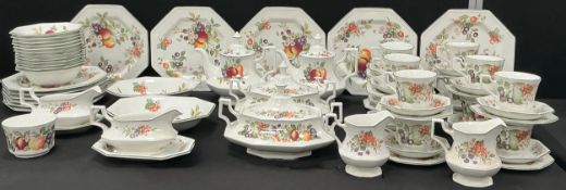 A Johnson brothers Fresh Fruits pattern dinner set to include, dinner plates, desserts bowls, two