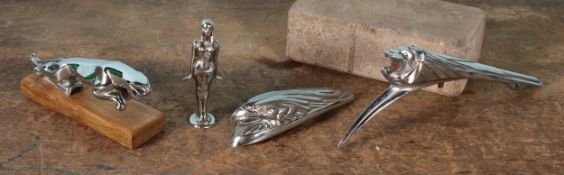 Automobilia - a vintage chrome Jaguar car mascot or hood ornament; an Art Deco chrome car mascot