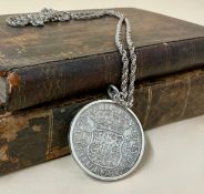 A Spanish shipwreck coin (Isles of Scilly), Philip V 8 Reales, 1741, Mexico City mint, mounted in