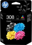 HP 308 Black/Tri-Colour Original Ink Cartridges (6L6S6UE), Pack of 2 - - RRP £23.49 (B0DJ8Z3CL4)