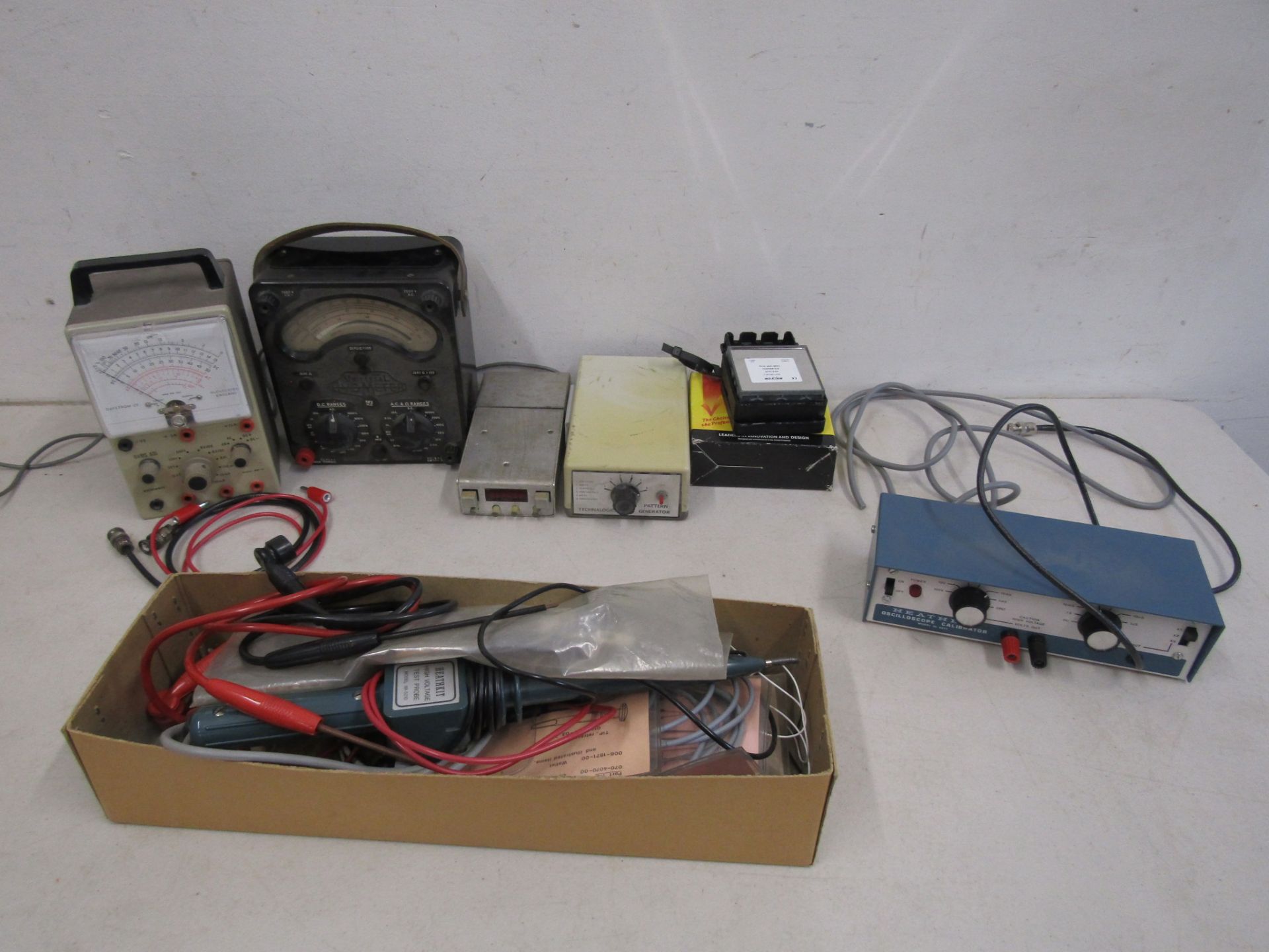 AVO Universal Avometer, Heathkit IG-4505 Oscilloscope Calibrator, UHF amp, etc