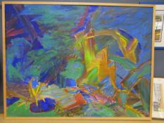 Ivan Sinkov  large vibrant abstract oil on canvas 'Rough Patch' 133x105cm signed and dated on
