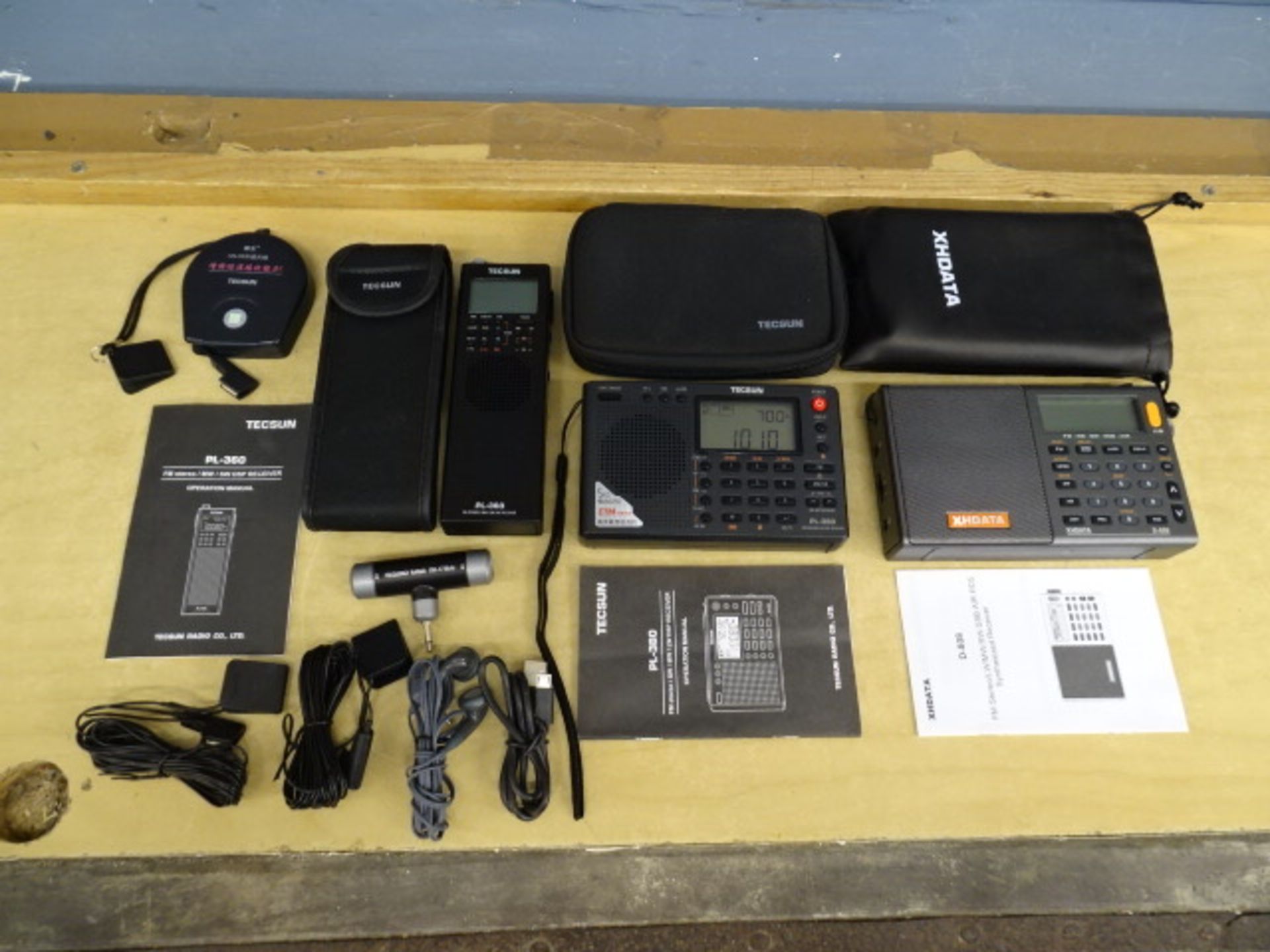 Tecsun PL-360 portable radio, Tecsun PL-380 portable radio and Xhdata D-808 portable radio, all from