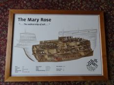 'The Mary Rose' framed print 64cm x 89cm approx