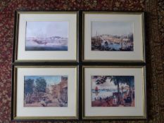 4 Singapore prints, framed and glazed 43cm x 51cm approx