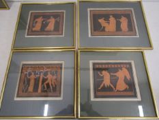 set 4 Greek coloured plates