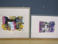 Mervyn Whiffin original pastel abstract paintings x 2