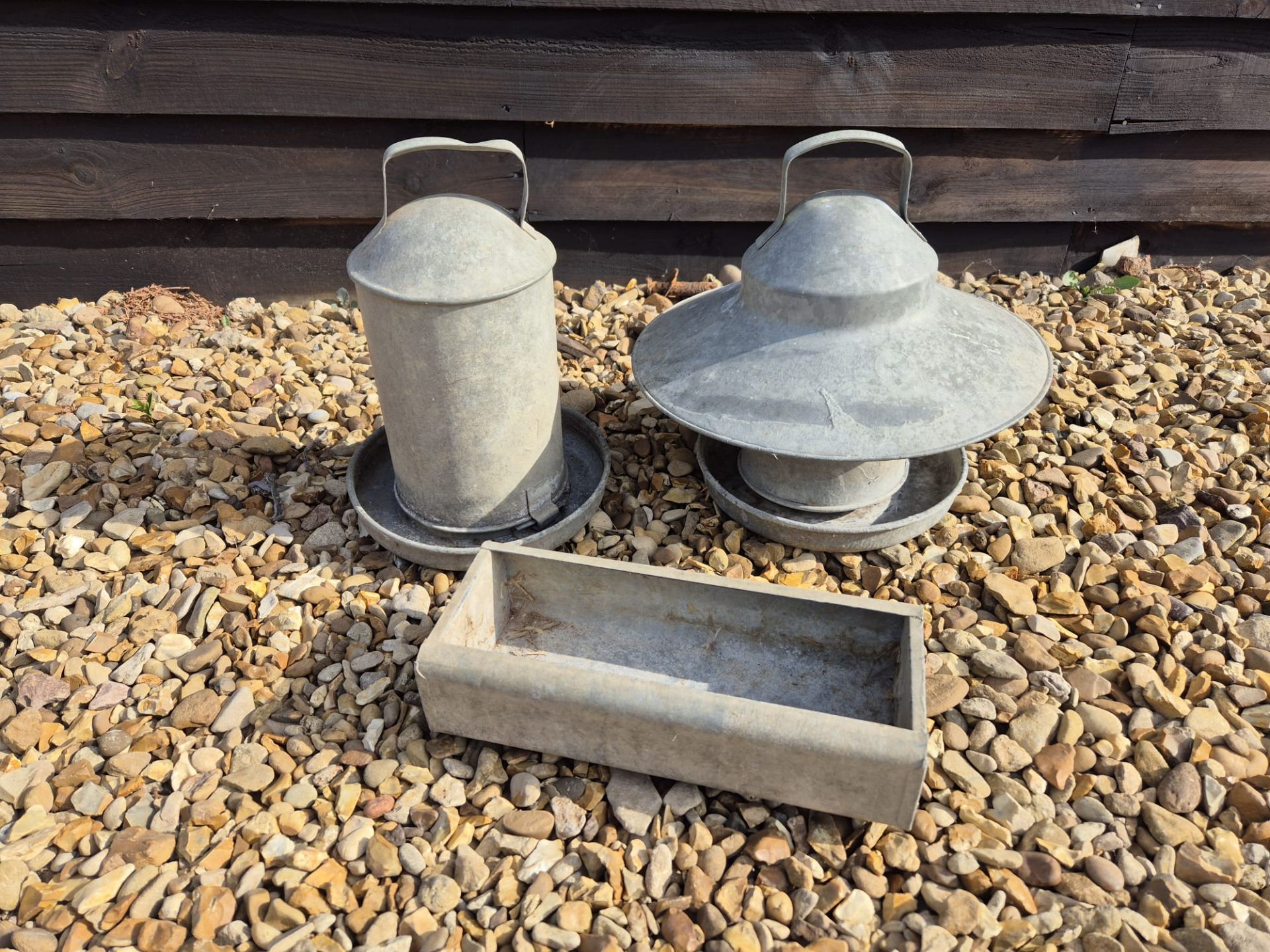 Small Poultry feeders - 1 drinker, 1 feeder, corn trough