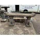 COMPOSITION STONE FOO DOG BENCH