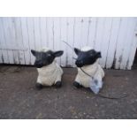 2 Sheep Garden Ornaments (1 with broken ear)