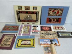 Large Matchbox labels, most framed