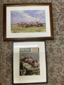 Peter Smith ltd edition horse racing print and a John Bull 1950's framed print