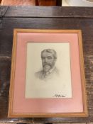 Pencil sketch portrait of a bearded gentlman, signed botton right, framed and glazed 26cm x 31cm