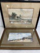 2 watercolours, both signed, framed and glazed, both have a considerable amount of foxing