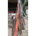 Various metal parts including Bizon combine dividers