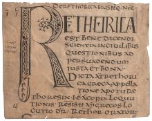 Rhetorica: De retorica eiusdemque nomen". Incipit-Fragment einer la...