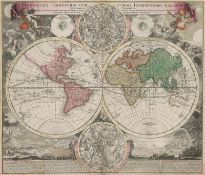 Homann, Johann Baptist: Planiglobii Terrestris cum utroq Hemisphaerio Caelesti g...