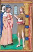 Ecclesia militans: Stundenbuchminiaturen. 2 Miniaturmalereien in Gold und F...