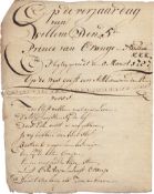 Wilhelm V. von Oranien: Gedicht. Niederlanden (Delft?) um 1806
