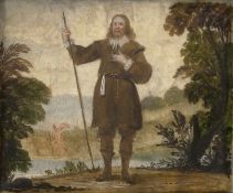 Spanisch: 17. Jh. . Der hl. Isidor vor einer Flusslandschaft