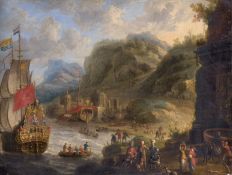 Velde, Peter van den: Südliche Küstenlandschaft mit Schiffen
