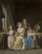 Kraus, Georg Melchior: Interieur mit Familie und spielenden Kindern