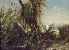 Französisch: 1854. Palmenoase, im Mittelgrund eine Moschee