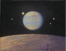 Kranz, Wilhelm: Idealansicht des Jupiter mit seinen vier Galileischen Mo...
