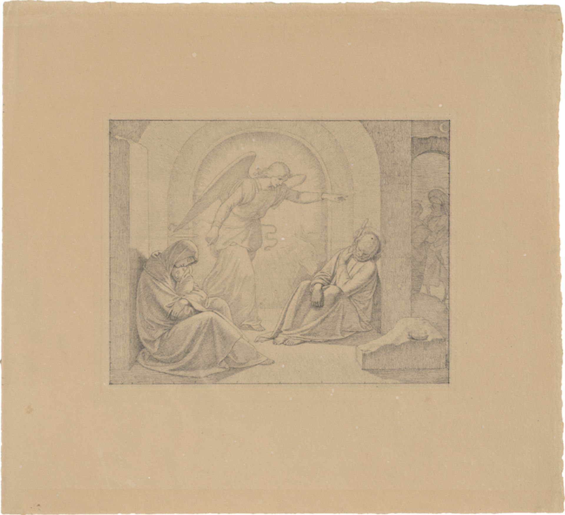 Overbeck, Friedrich: Der Engel erscheint Joseph im Traum und befiehlt ihm die...