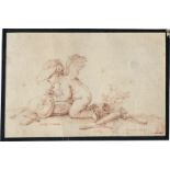 Schellenberg, Johann Rudolf: Amor mit Schirmmütze als Zeichner, mit seinem Pfeil ein ...