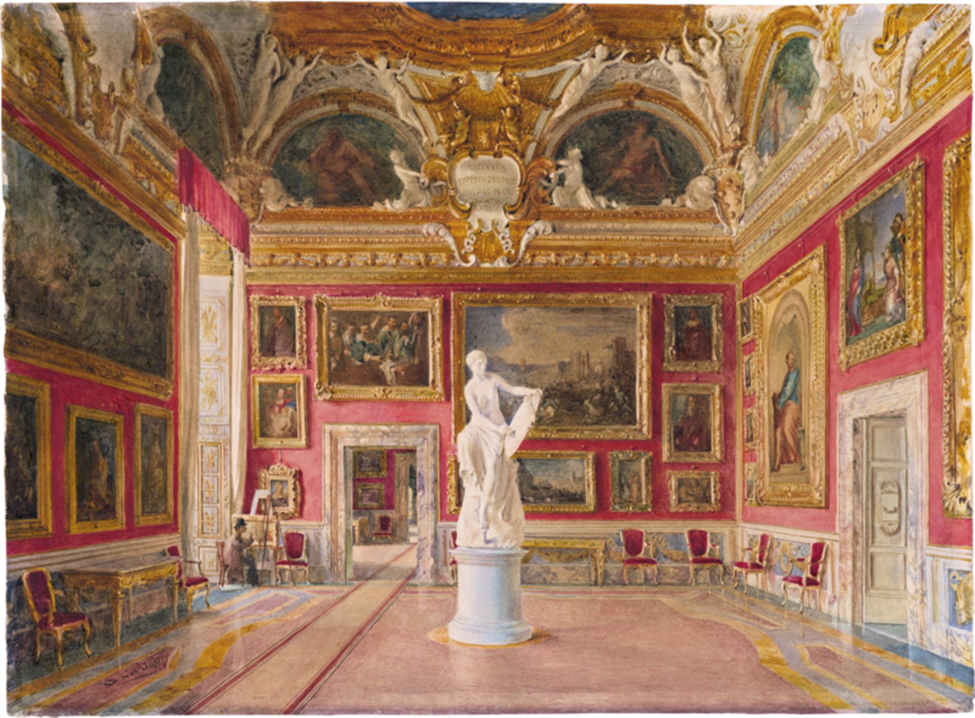 Caligo, Domenico: Die Sala die Giove im Palazzo Pitti, im Hintergrund ein ...