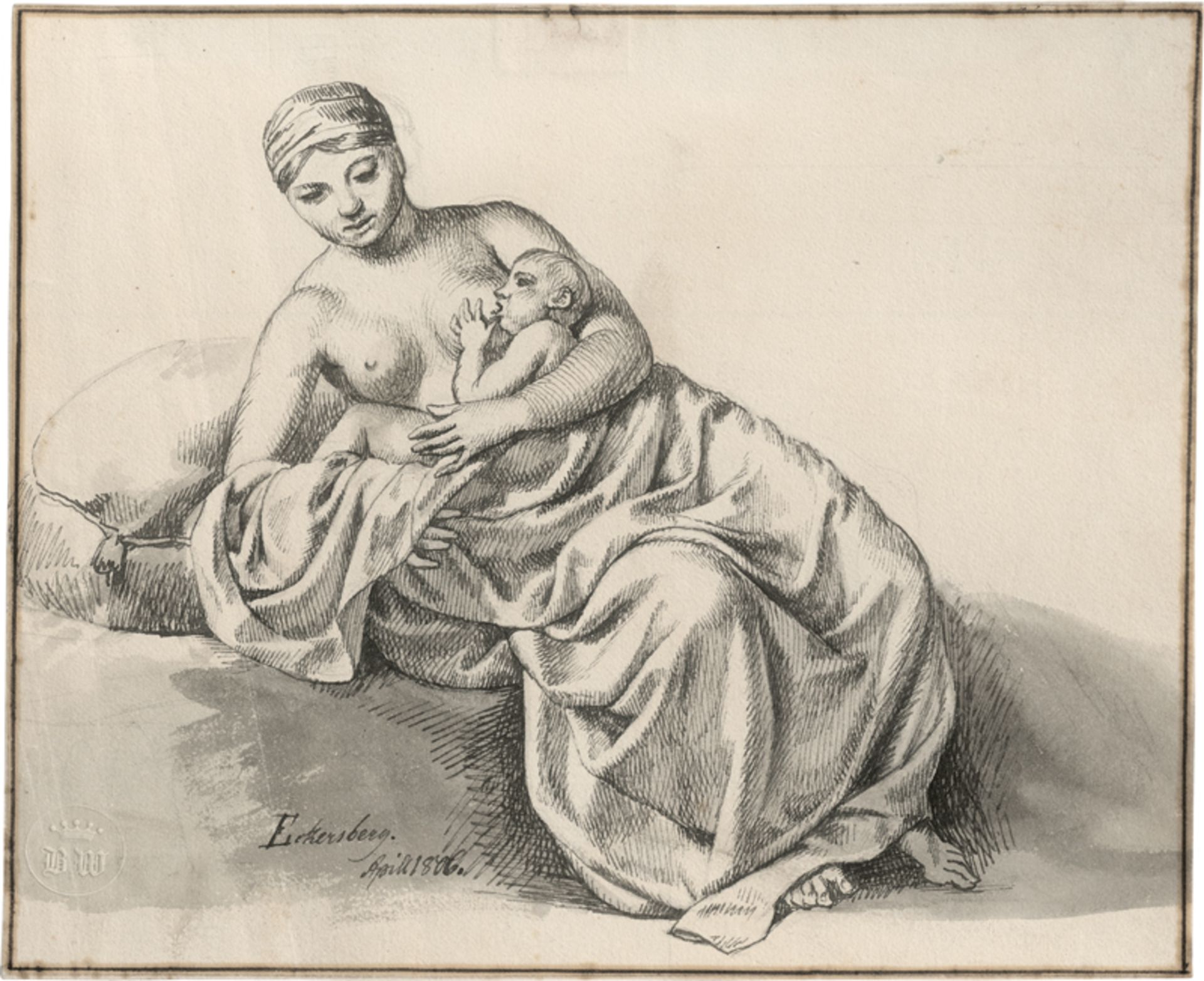 Eckersberg, Christoffer Wilhelm: Liegende Mutter mit Kind