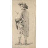 Niederländisch: 19. Jh. Stehender Mann mit Flöte in Rückenansicht